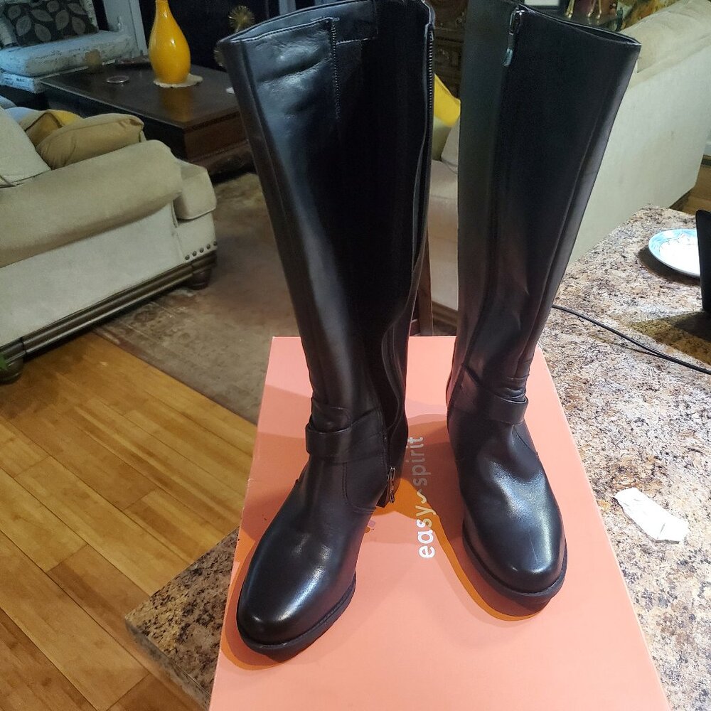 Easy Spurit Knee High  Riding Boots 7.5 black Leather , Nitefall